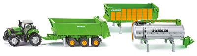 Siku 1848 Deutx-Fahr with 3 piece Joskin Trailer Set 1:87 scale