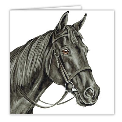 Black Horse Greetings Card by WaggyDogz