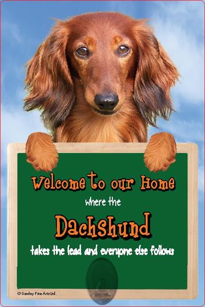 Long Coated Dachshund Dog Lead Holder Sign